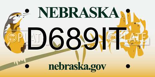 D689IT Nebraska License Plate