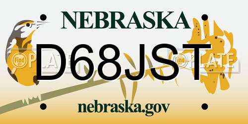 D68JST Nebraska License Plate