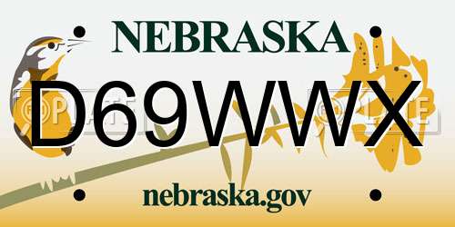 D69WWX Nebraska License Plate