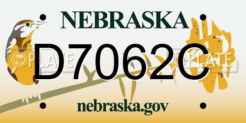 D7062C Nebraska License Plate