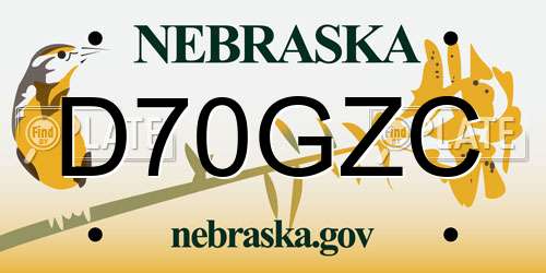 D70GZC Nebraska License Plate