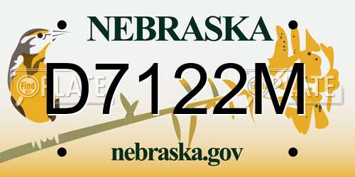 D7122M Nebraska License Plate