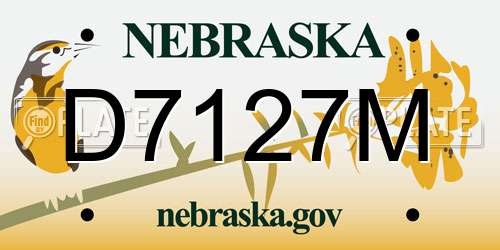 D7127M Nebraska License Plate