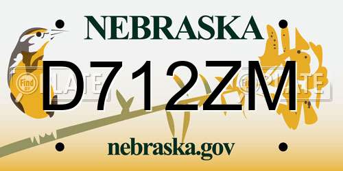 D712ZM Nebraska License Plate