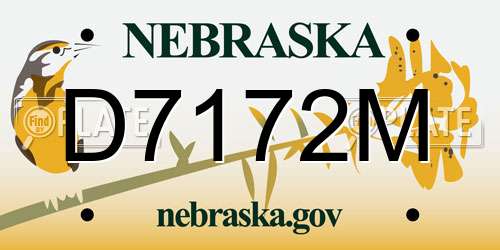 D7172M Nebraska License Plate