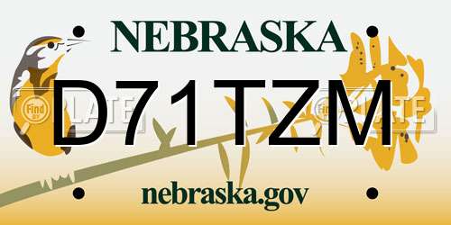 D71TZM Nebraska License Plate