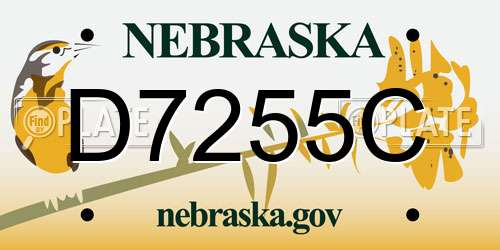 D7255C Nebraska License Plate