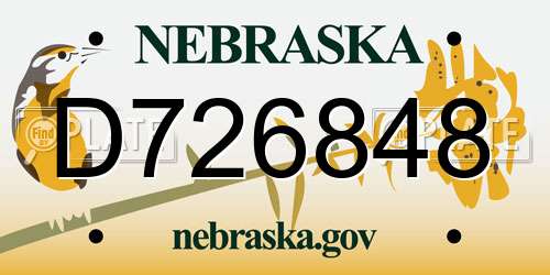D726848 Nebraska License Plate