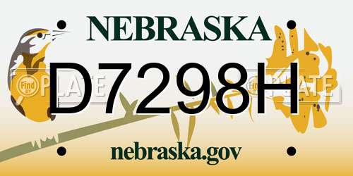 D7298H Nebraska License Plate