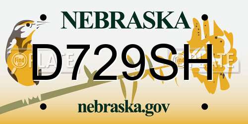 D729SH Nebraska License Plate