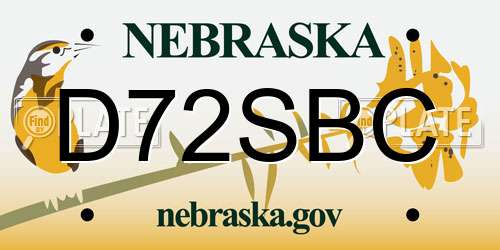 D72SBC Nebraska License Plate