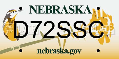 D72SSC Nebraska License Plate