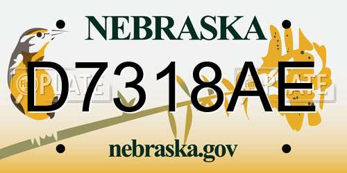 D7318AE Nebraska License Plate
