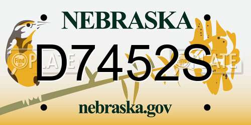 D7452S Nebraska License Plate