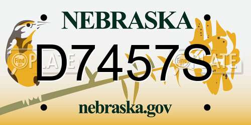 D7457S Nebraska License Plate