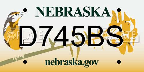 D745BS Nebraska License Plate