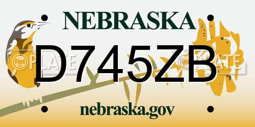 D745ZB Nebraska License Plate