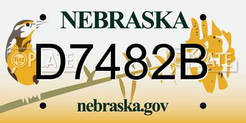 D7482B Nebraska License Plate