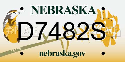 D7482S Nebraska License Plate
