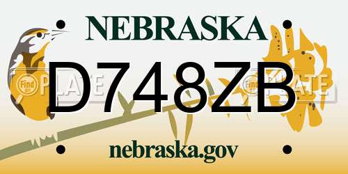 D748ZB Nebraska License Plate