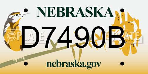 D7490B Nebraska License Plate