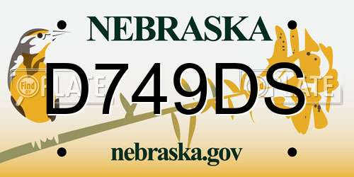 D749DS Nebraska License Plate