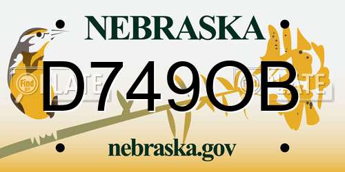 D749OB Nebraska License Plate