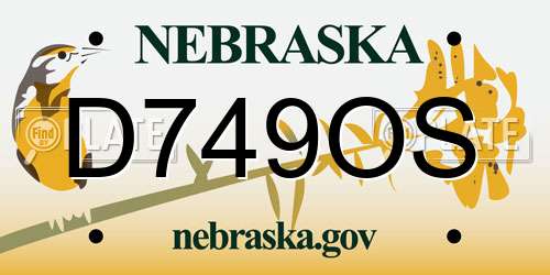 D749OS Nebraska License Plate