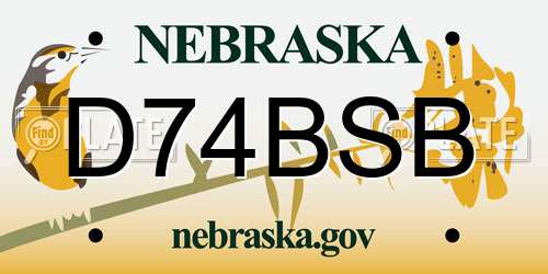 D74BSB Nebraska License Plate