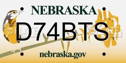 D74BTS Nebraska License Plate