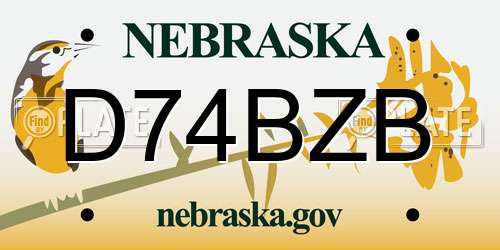 D74BZB Nebraska License Plate