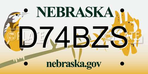 D74BZS Nebraska License Plate
