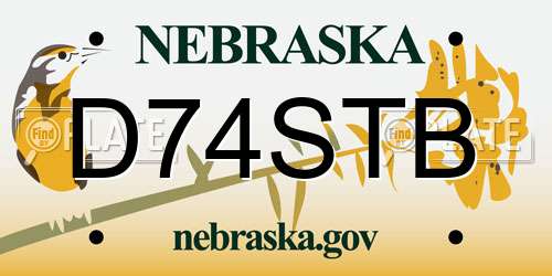 D74STB Nebraska License Plate