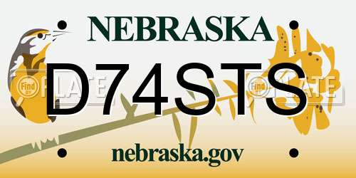 D74STS Nebraska License Plate