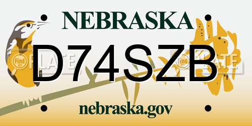 D74SZB Nebraska License Plate