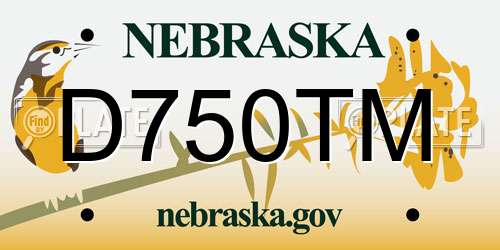 D750TM Nebraska License Plate