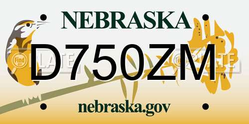 D750ZM Nebraska License Plate