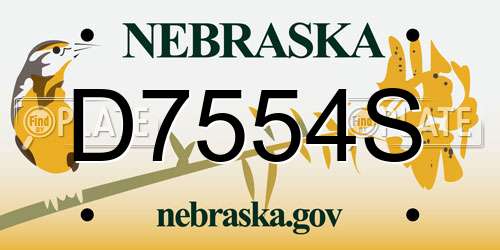 D7554S Nebraska License Plate