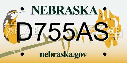 D755AS Nebraska License Plate