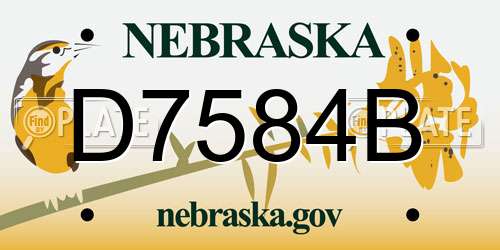 D7584B Nebraska License Plate