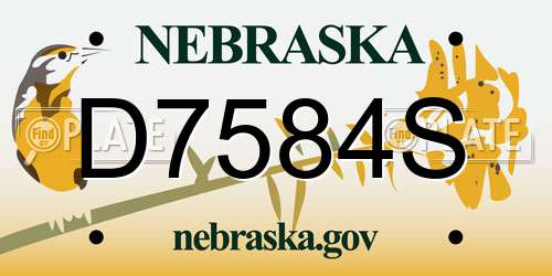 D7584S Nebraska License Plate