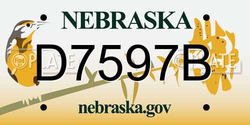D7597B Nebraska License Plate