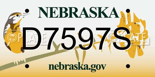 D7597S Nebraska License Plate