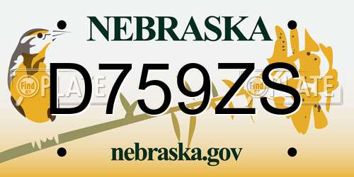 D759ZS Nebraska License Plate
