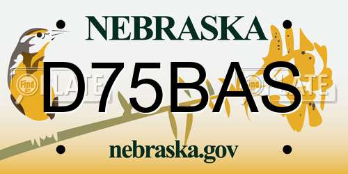 D75BAS Nebraska License Plate
