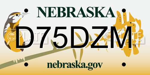 D75DZM Nebraska License Plate