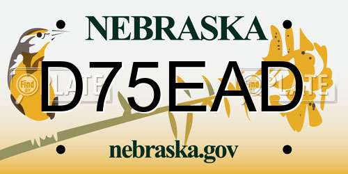 D75EAD Nebraska License Plate