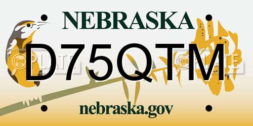 D75QTM Nebraska License Plate
