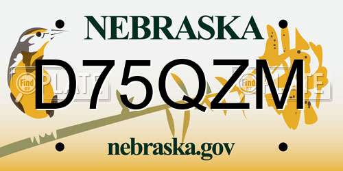 D75QZM Nebraska License Plate
