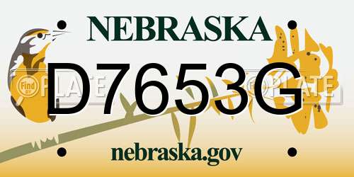 D7653G Nebraska License Plate